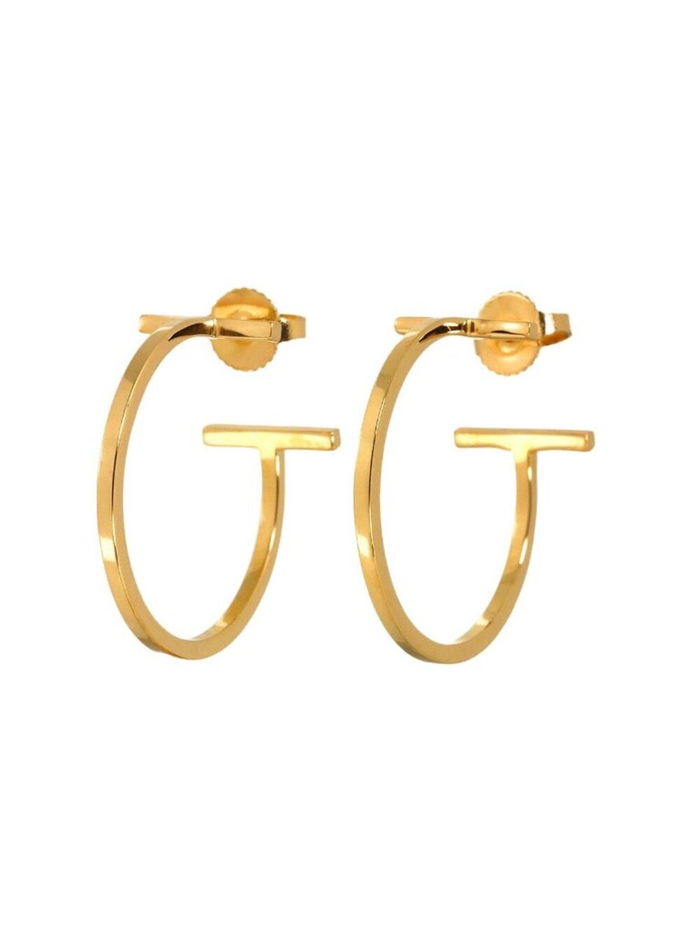 Tiffany & Co T Hoop Medium Earrings 18k Pink Gold